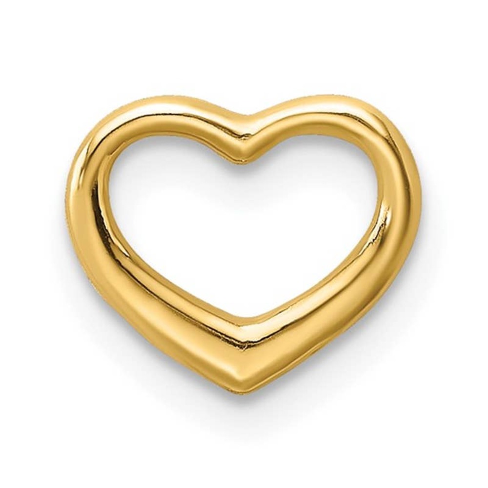 Solid 10K Yellow Gold Womens Girls Heart Slide Pendant Charm Small 8.53 mm